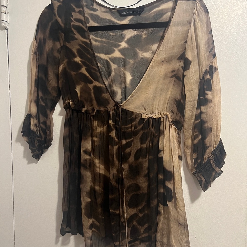Zara - Sheer Animal Print Babydoll